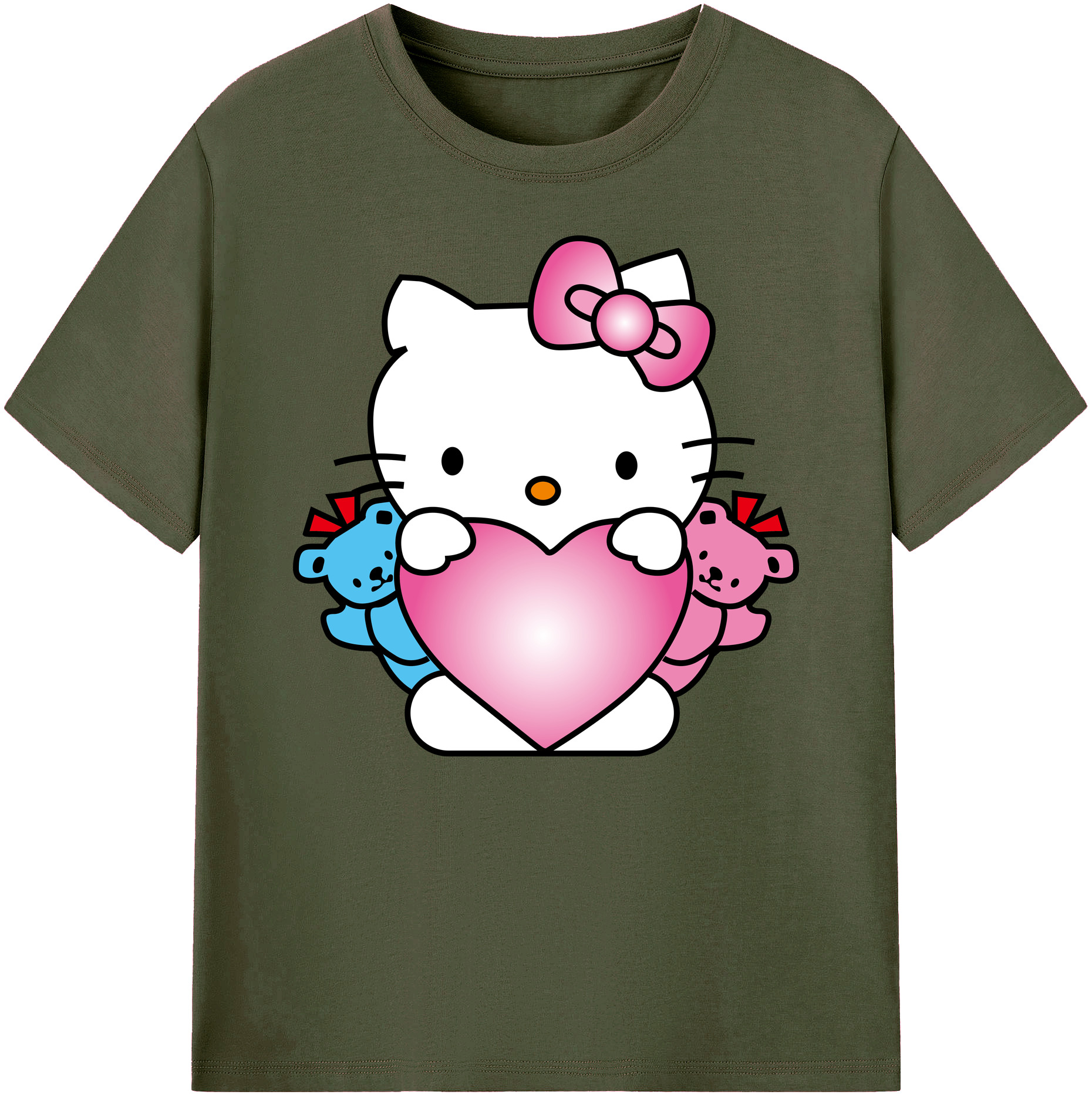 （画像用） Hello Kitty ハローキティ 綿100％ メンズ半袖Tシャツ｜肌触りやわらか＆通気性
